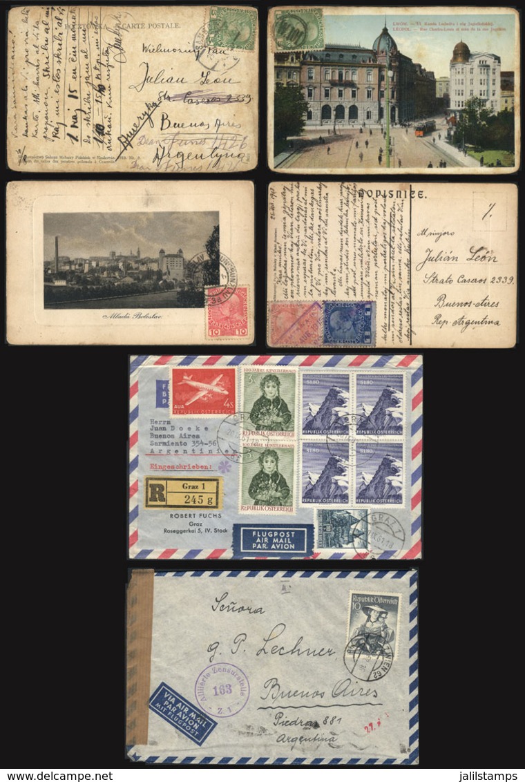 AUSTRIA: 64 Covers Or Postcards, Most Sent To Argentina, Varied Periods, With Some Good Postages And Postmarks! - Covers & Documents