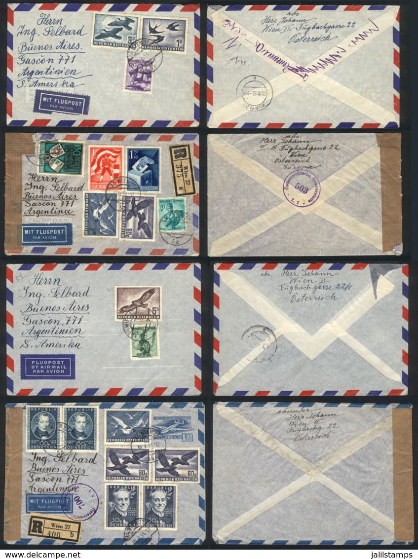 AUSTRIA: 13 Airmail Covers Sent To Argentina, Most Between 1950 And 1952, All With Spectacular Frankings (the Catalog Va - Briefe U. Dokumente