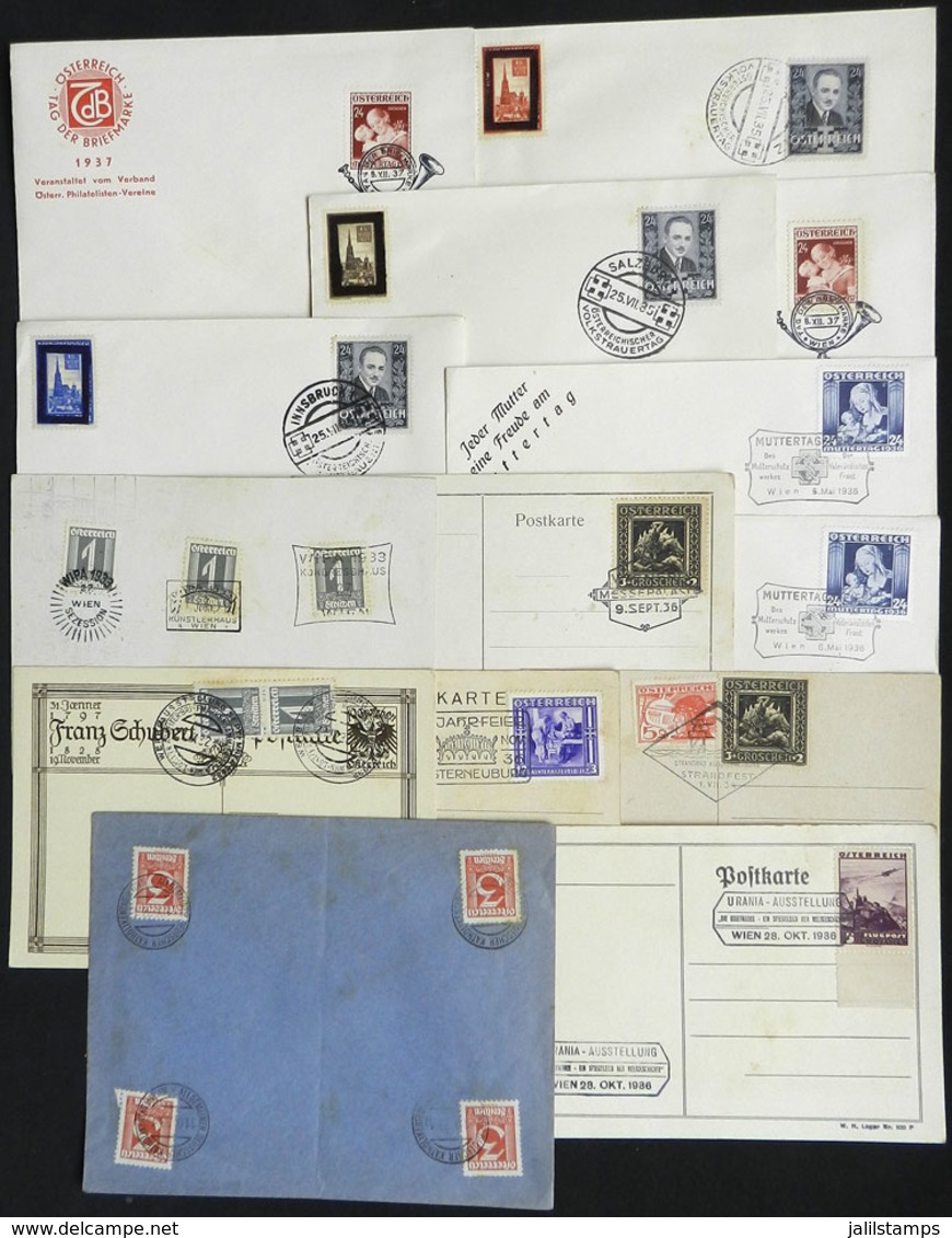AUSTRIA: 13 Covers Or Cards With Special Postmarks Of The Years 1933 To 1937, Very Thematic! - Collezioni