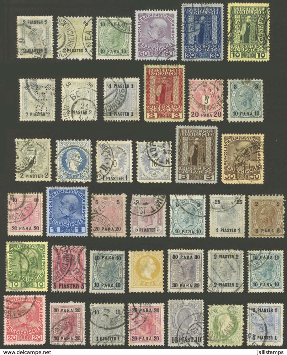AUSTRIA - LEVANT: Lot Of Old Stamps, Including A PERFIN, Fine General Quality! - Otros & Sin Clasificación