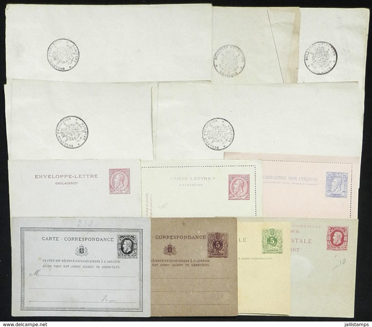 BELGIUM: 7 Old Postal Stationeries, Mint. Also 5 Old "wrappers?" With Mark BULETIN D'ELECTION, Interesting!" - Sonstige & Ohne Zuordnung