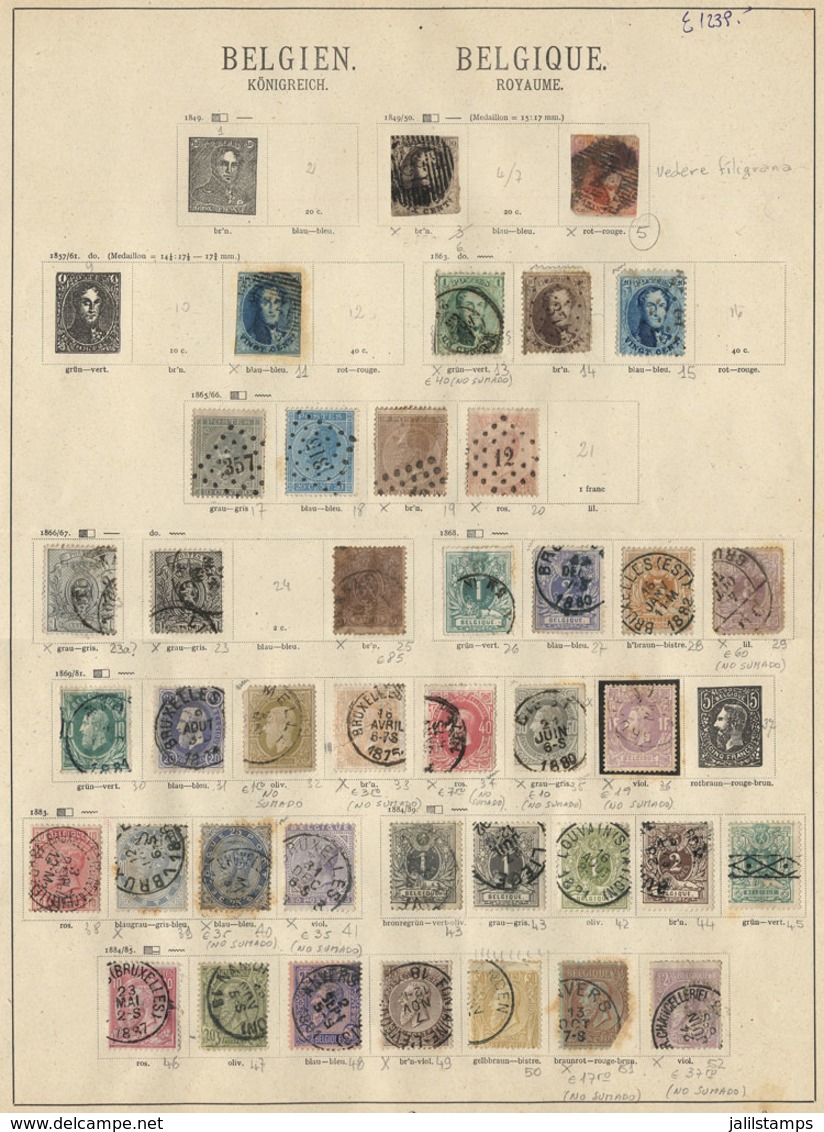 BELGIUM: Old Collection On Album Pages, Mixed Variety, Many Stamps With Defects And Good Catalog Value HAVE NOT BEEN EST - Collections