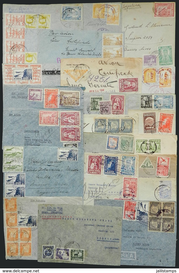 BOLIVIA: 22 Covers Sent To Argentina Between 1938/1945, Most By Airmail And Several Registered, With Some Very Nice Post - Bolivien