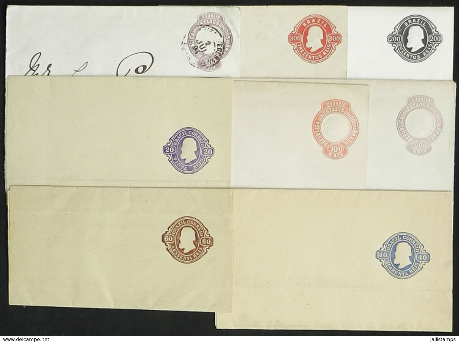 BRAZIL: 8 Old Postal Stationeries, Almost All Mint. All With Adherences On Back, Low Start! - Interi Postali