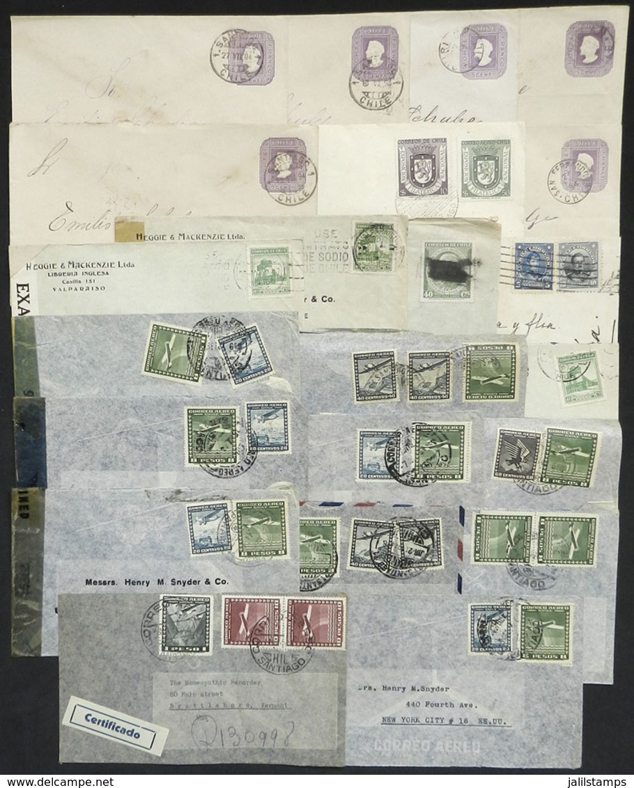 CHILE: About 20 Covers Used In Varied Periods, Most CENSOR Label Of World War II, Interesting! - Chile