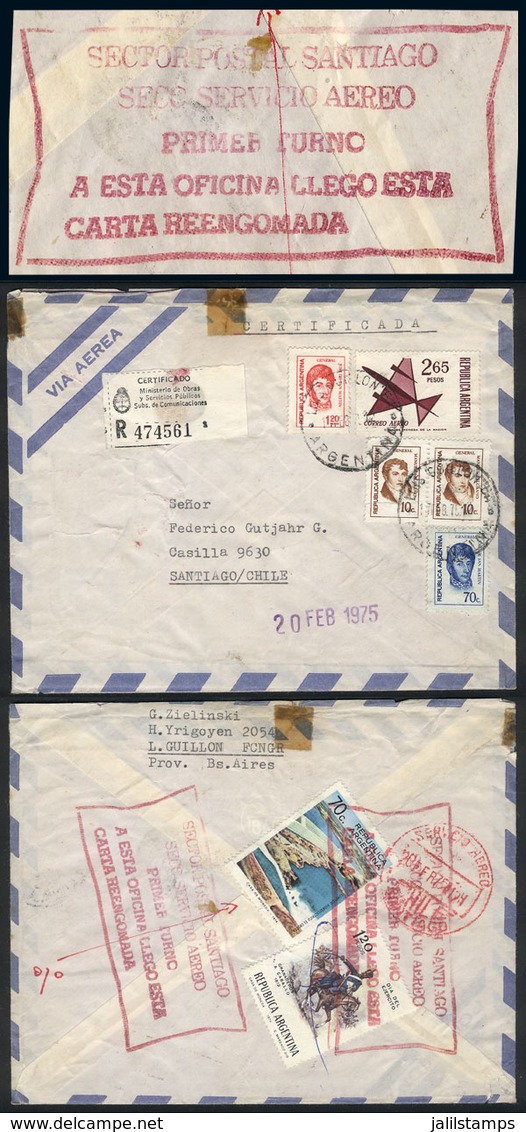 CHILE: Registered Cover Sent From Argentina To Santiago On 17/FE/1975, Which Was Opened At The Dispatching Post Office ( - Chile
