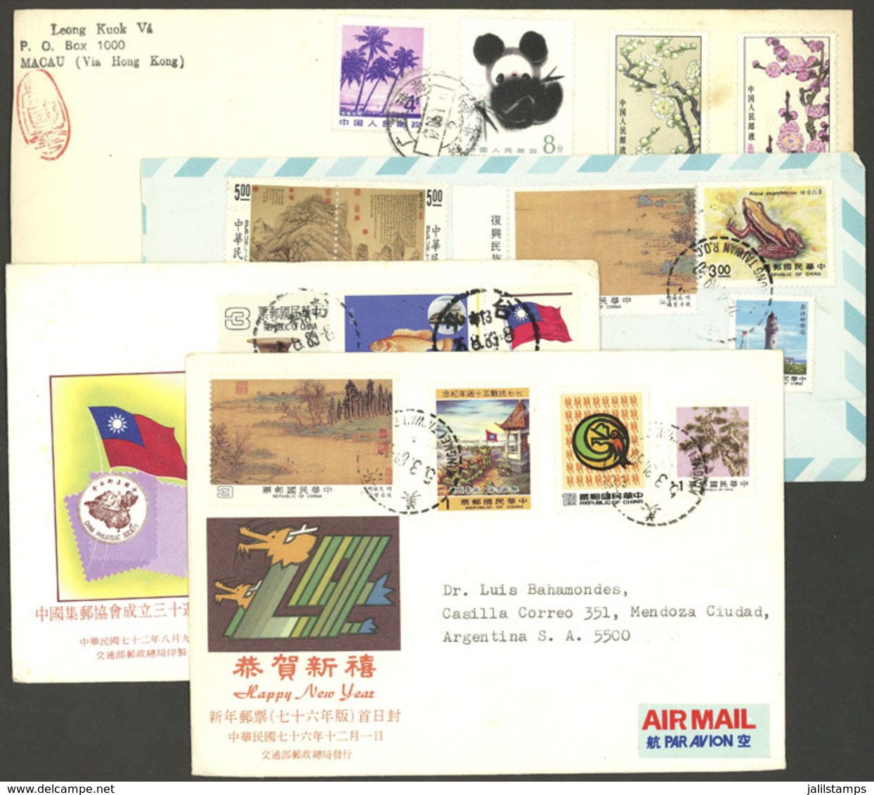 CHINA: 4 Covers Sent To Argentina With Nice And Very Thematic Postages! - Other & Unclassified