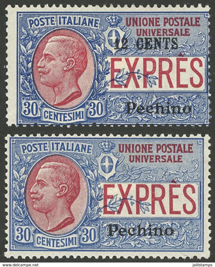 CHINA - ITALIAN OFFICES: Sc.E1/E2, 1917/8 Cmpl. Set Of 2 Values, Mint Very Lightly Hinged, Superb Quality! - Colecciones & Series