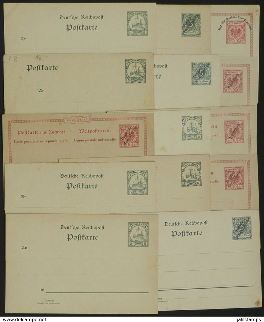 GERMAN COLONIES: 14 Old Postal Cards, 2 Are Double (with Paid Reply), Fine To Very Fine General Quality! - Other & Unclassified
