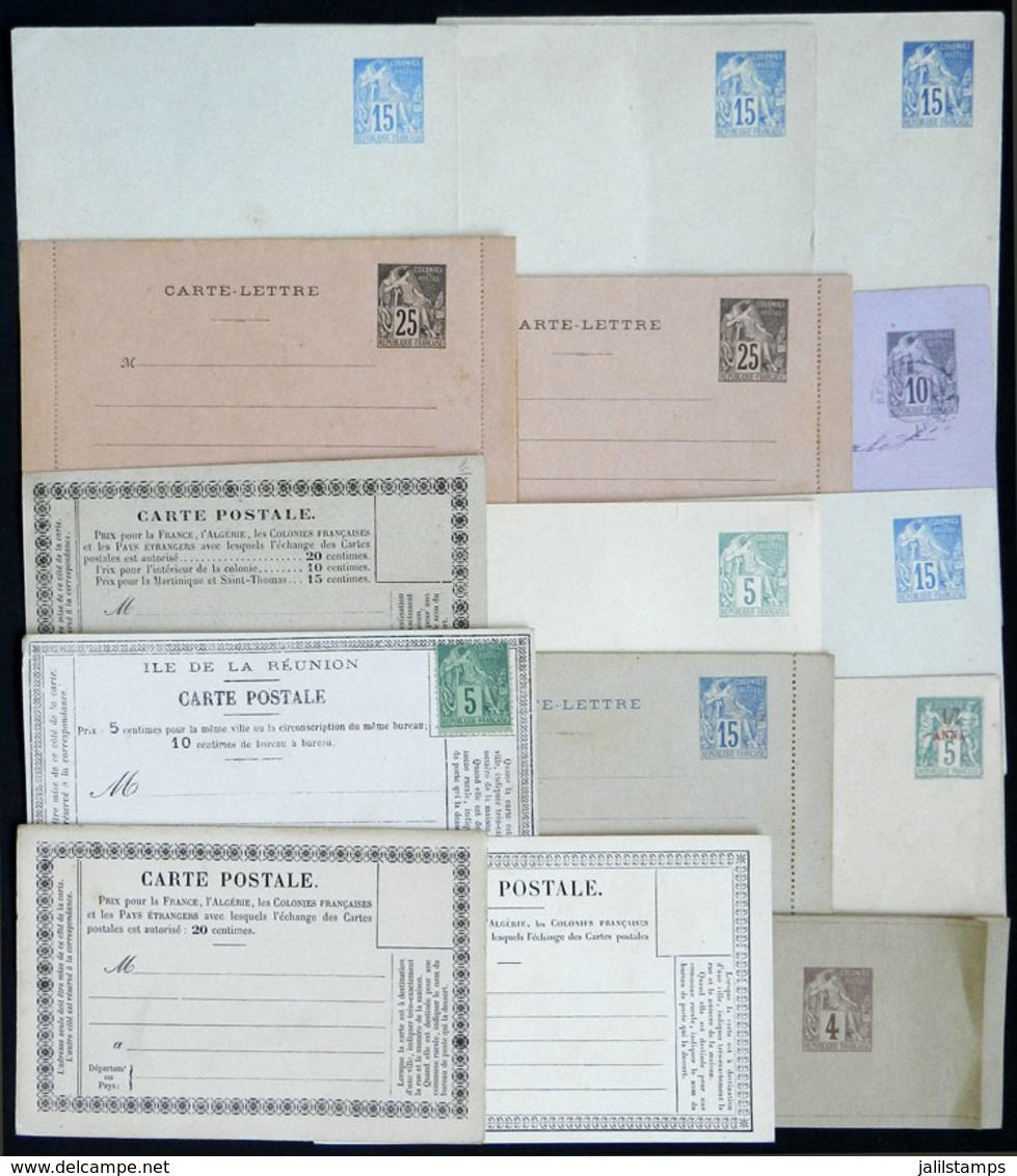 FRENCH COLONIES: 15 Old Varied Postal Stationeries, Almost All Unused And Of VF Quality! - Other & Unclassified