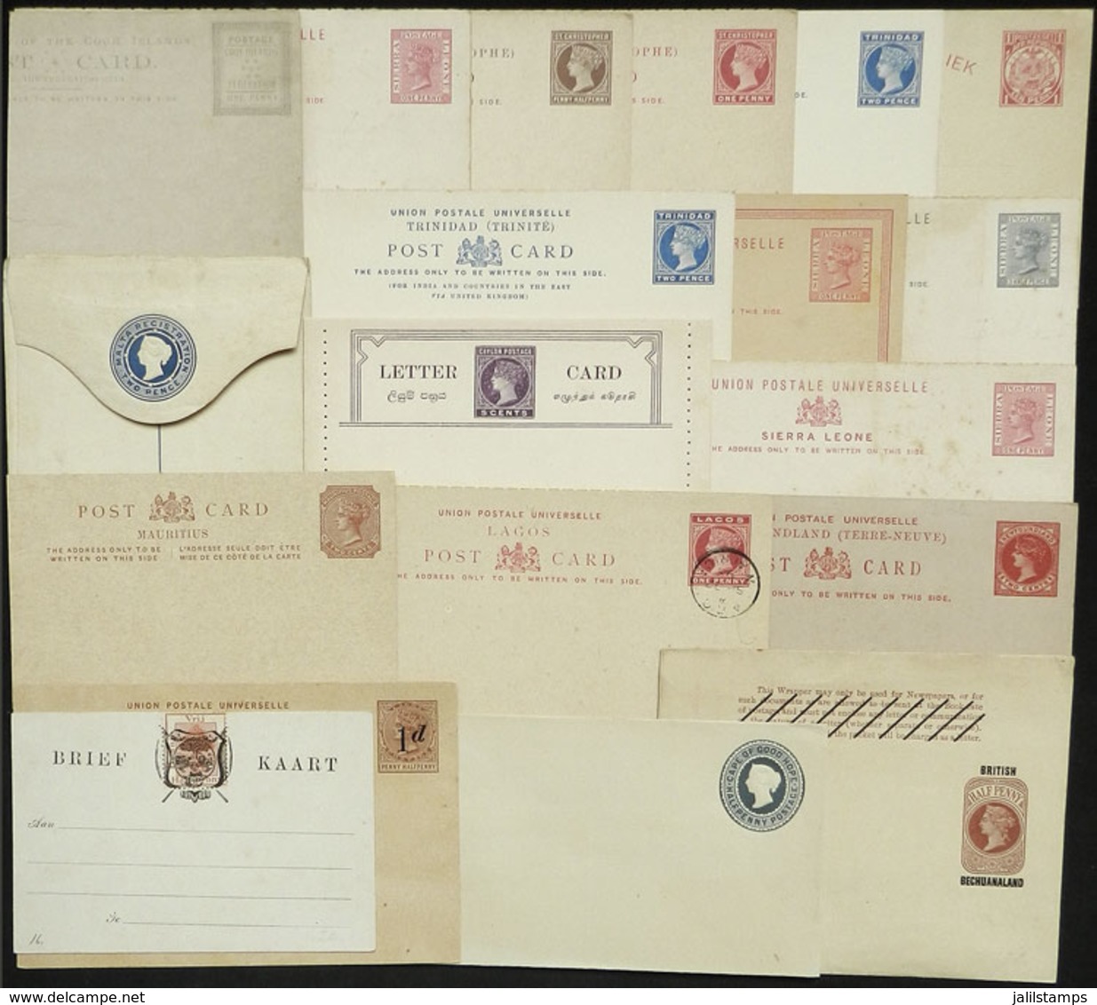BRITISIH COLONIES: 19 Old Postal Stationeries, 8 Cards Are Double (with Paid Reply), Most Of Fine To VF Quality, Interes - Sonstige & Ohne Zuordnung