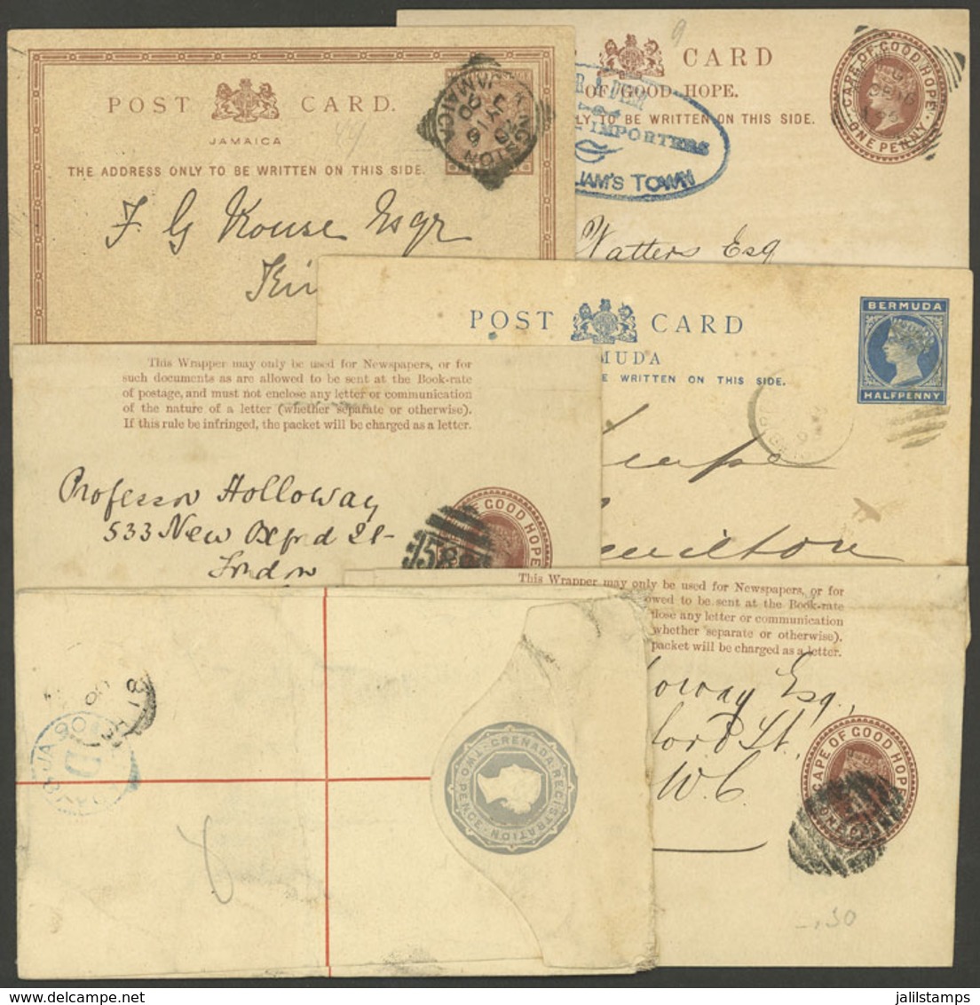 BRITISIH COLONIES: 6 Old Used Postal Stationeries, Interesting! - Otros & Sin Clasificación