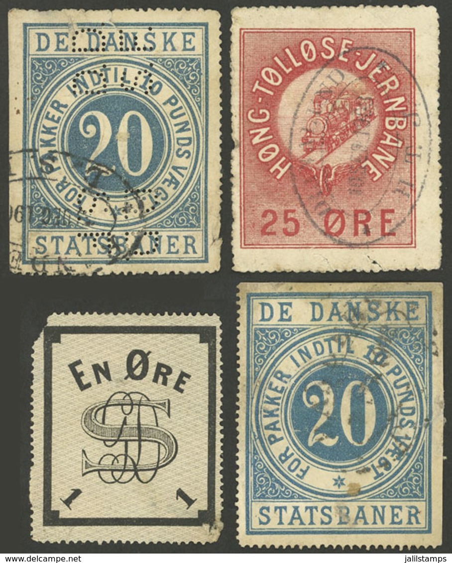 DENMARK: 4 Old Labels For Parcel Posts, With Defects, Interesting! - Altri & Non Classificati