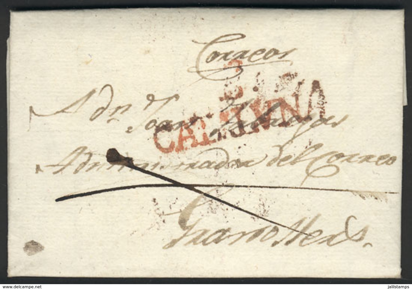 SPAIN: Entire Letter Sent From SABADELL To Granollers On 8/JA/1826, Excellent Quality! - ...-1850 Prephilately