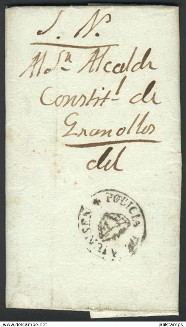 SPAIN: Official Entire Letter Sent On 10/NO/1847 By The Mayor Of MONCENY To That Of Granollers, With Manuscript "S.N." I - ...-1850 Vorphilatelie