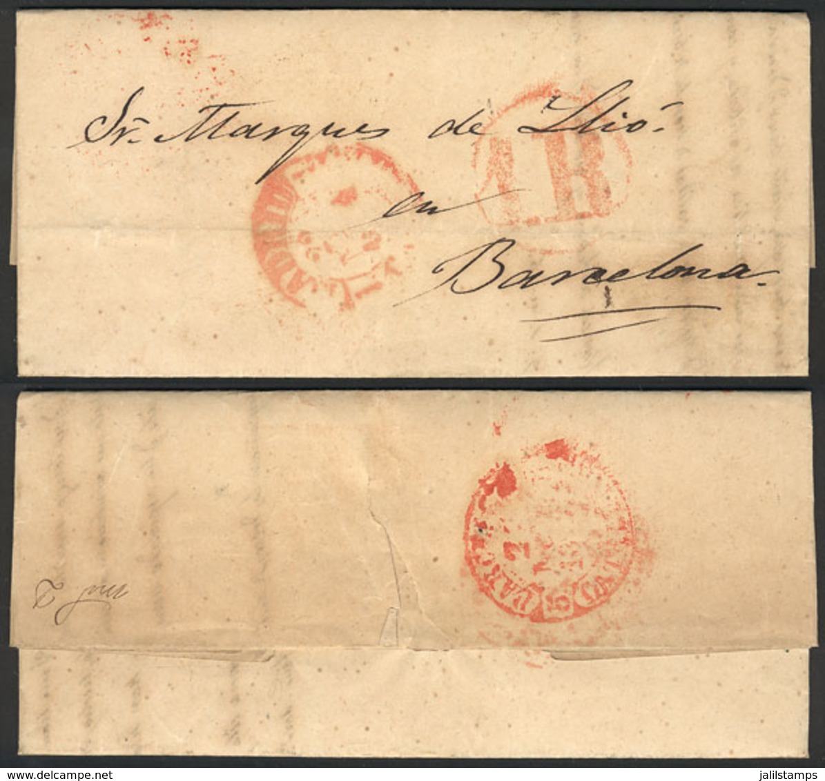 SPAIN: Entire Letter Dated MADRID 25/NO/1849, Sent To The Marquis Of Llió In Barcelona Asking For Information About Hims - ...-1850 Prephilately