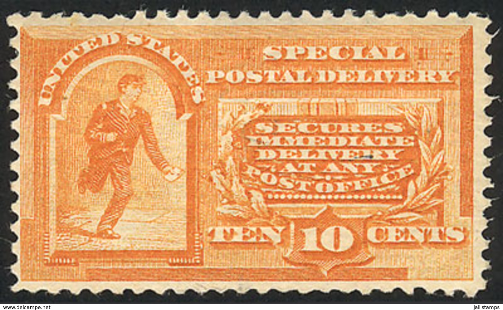 UNITED STATES: Scott E3, 1893 10c. Orange, Mint, VF Quality, Catalog Value US$300. - Special Delivery, Registration & Certified