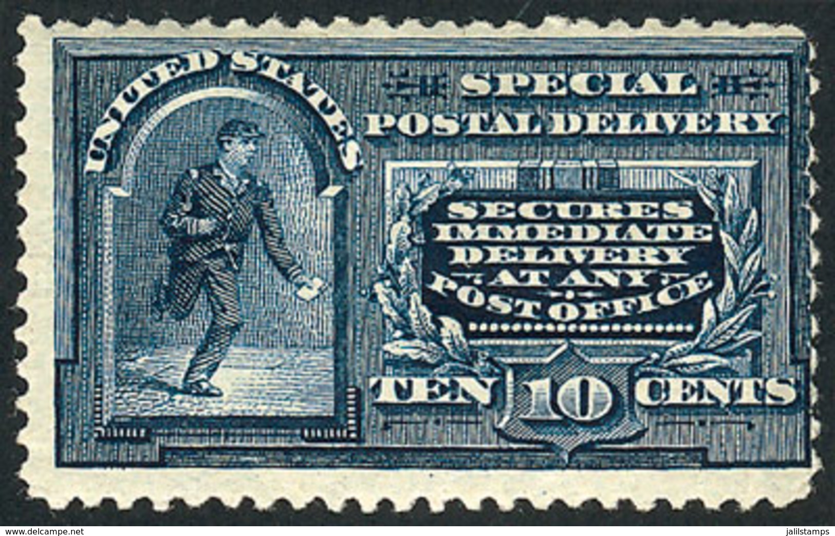 UNITED STATES: Sc.E4, 1894 10c. Blue, Unwatermarked, Mint, With Defects Visible On Back (crease And Thin), Good Front, C - Special Delivery, Registration & Certified
