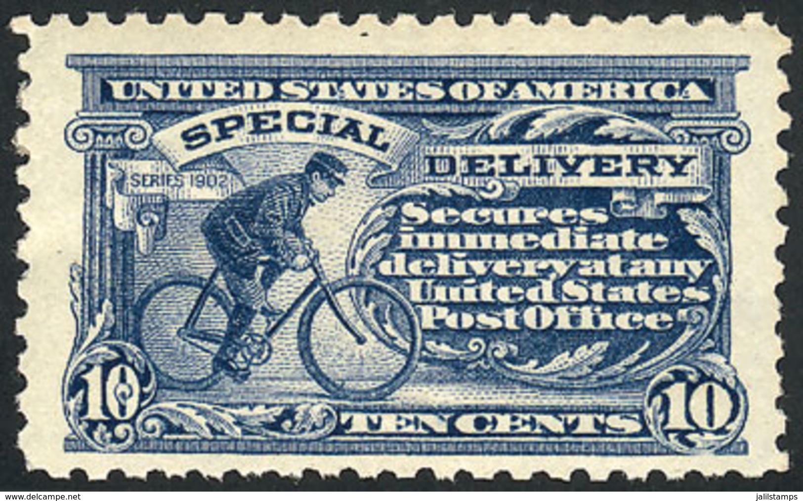 UNITED STATES: Sc.E9, 1914 10c. Ultramarine, Letter Watermark And Perf 10, VF Quality, Catalog Value US$190. - Special Delivery, Registration & Certified