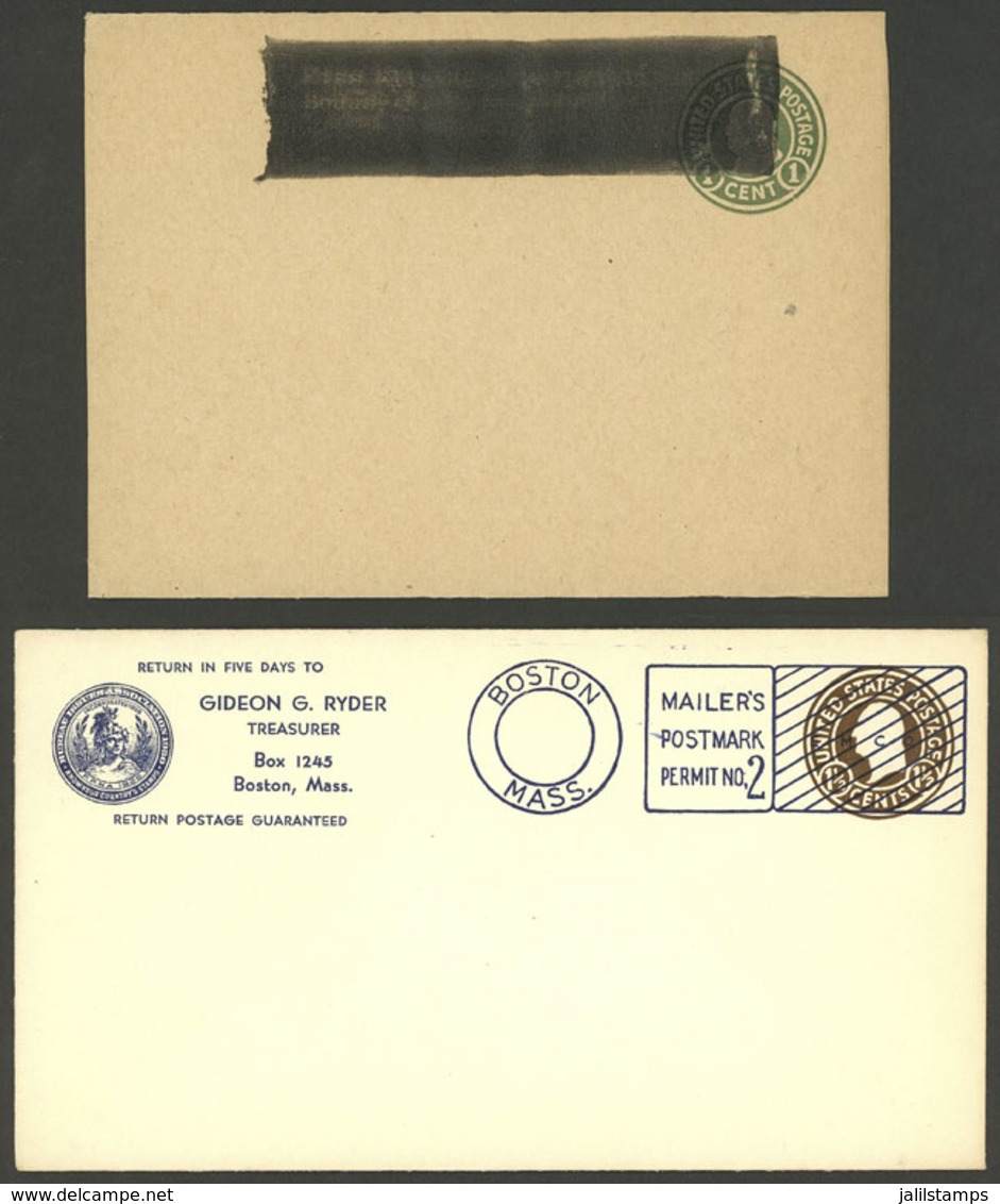 UNITED STATES: Overprinted Wrapper + Stationery Envelope, Unused, VF Quality! - ...-1900