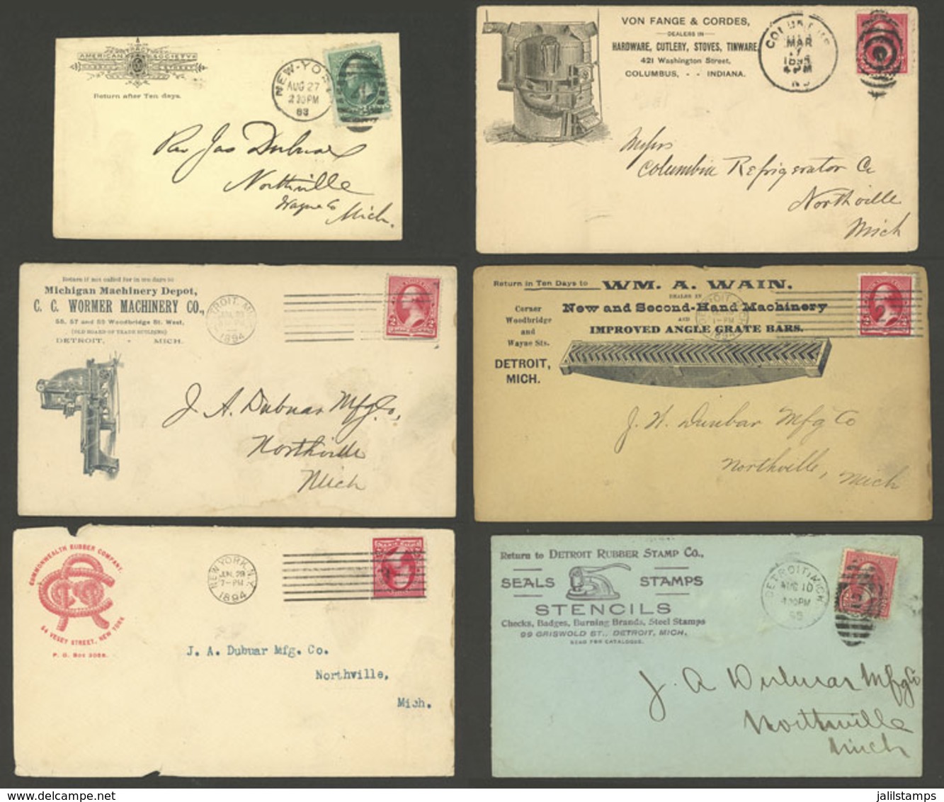 UNITED STATES: 21 Covers Used Between 1883 And 1897, All Handsome Printed Envelopes, Several Very Thematic, Most Of Fine - Other & Unclassified