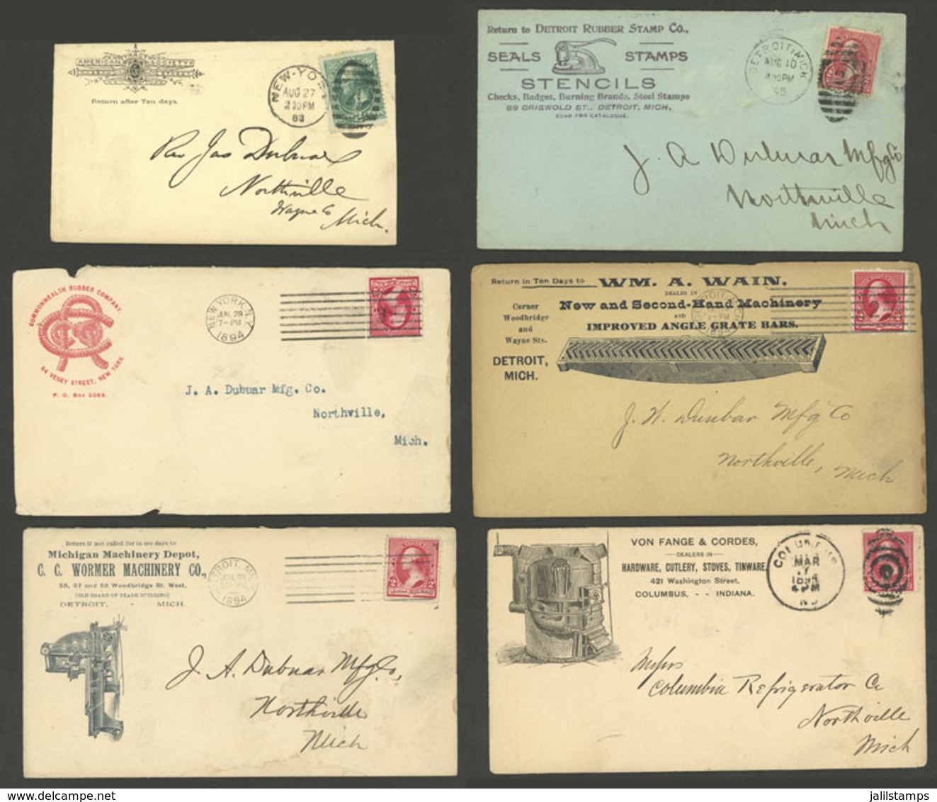 UNITED STATES: 21 Covers Used Between 1893 And 1899, All With Handsome Printed Corner Cards, Several Very Thematic, Most - Sonstige & Ohne Zuordnung