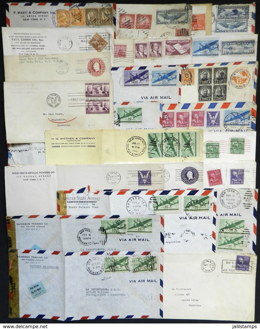 UNITED STATES: About 24 Covers Of Varied Periods, Most Sent To Argentina, Fine To VF General Quality. There Are Very Att - Altri & Non Classificati