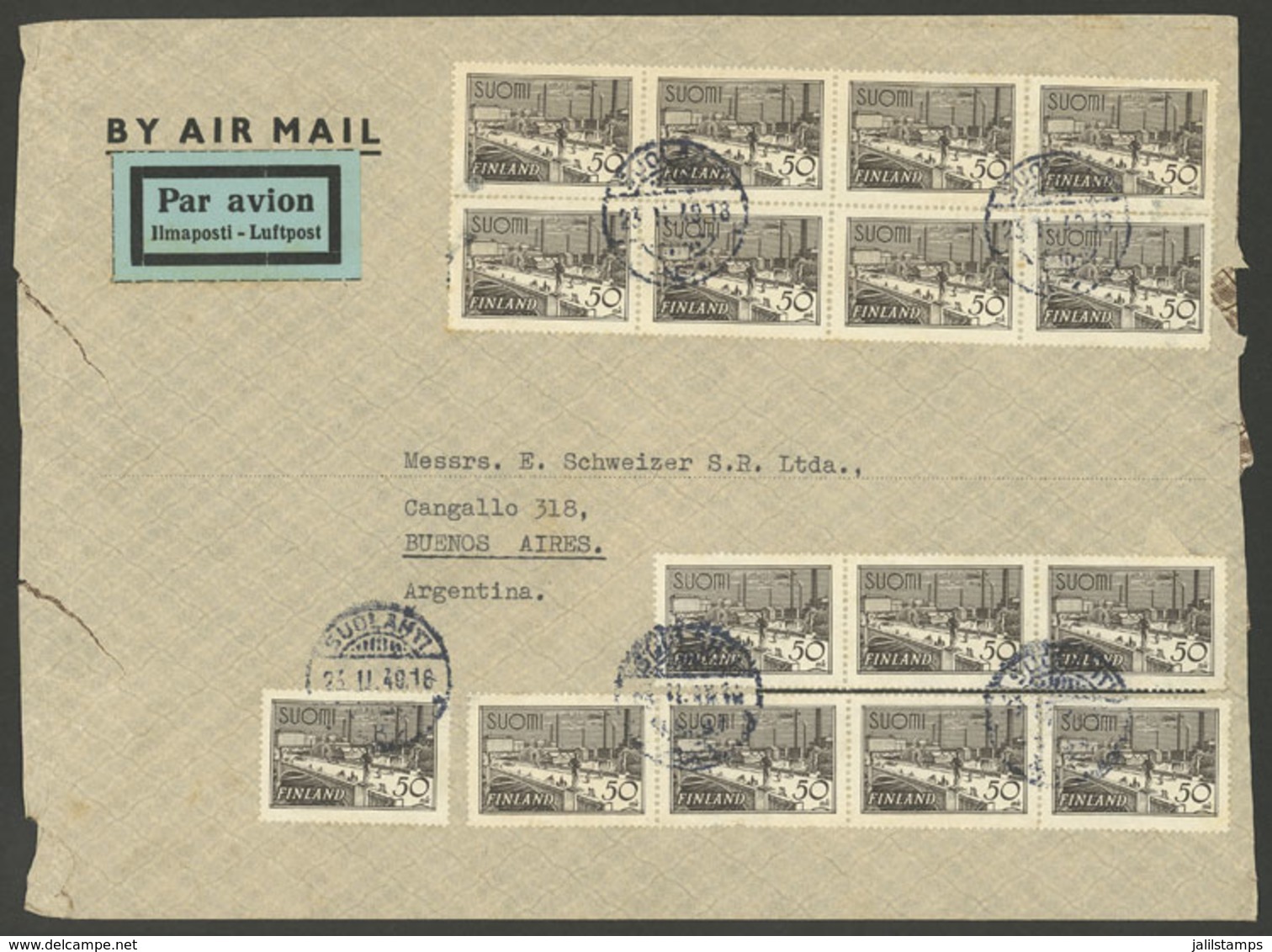 FINLAND: Attractive Franking On Airmail Cover Sent To Argentina On 23/FE/1949 - Altri & Non Classificati