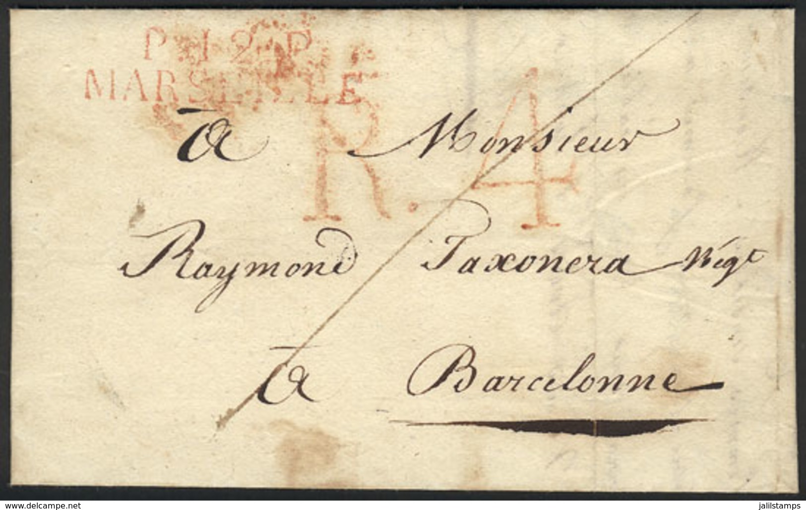 FRANCE: Entire Letter Sent From MARSEILLE To Barcelona On 10/SE/1819, Excellent Quality! - Other & Unclassified