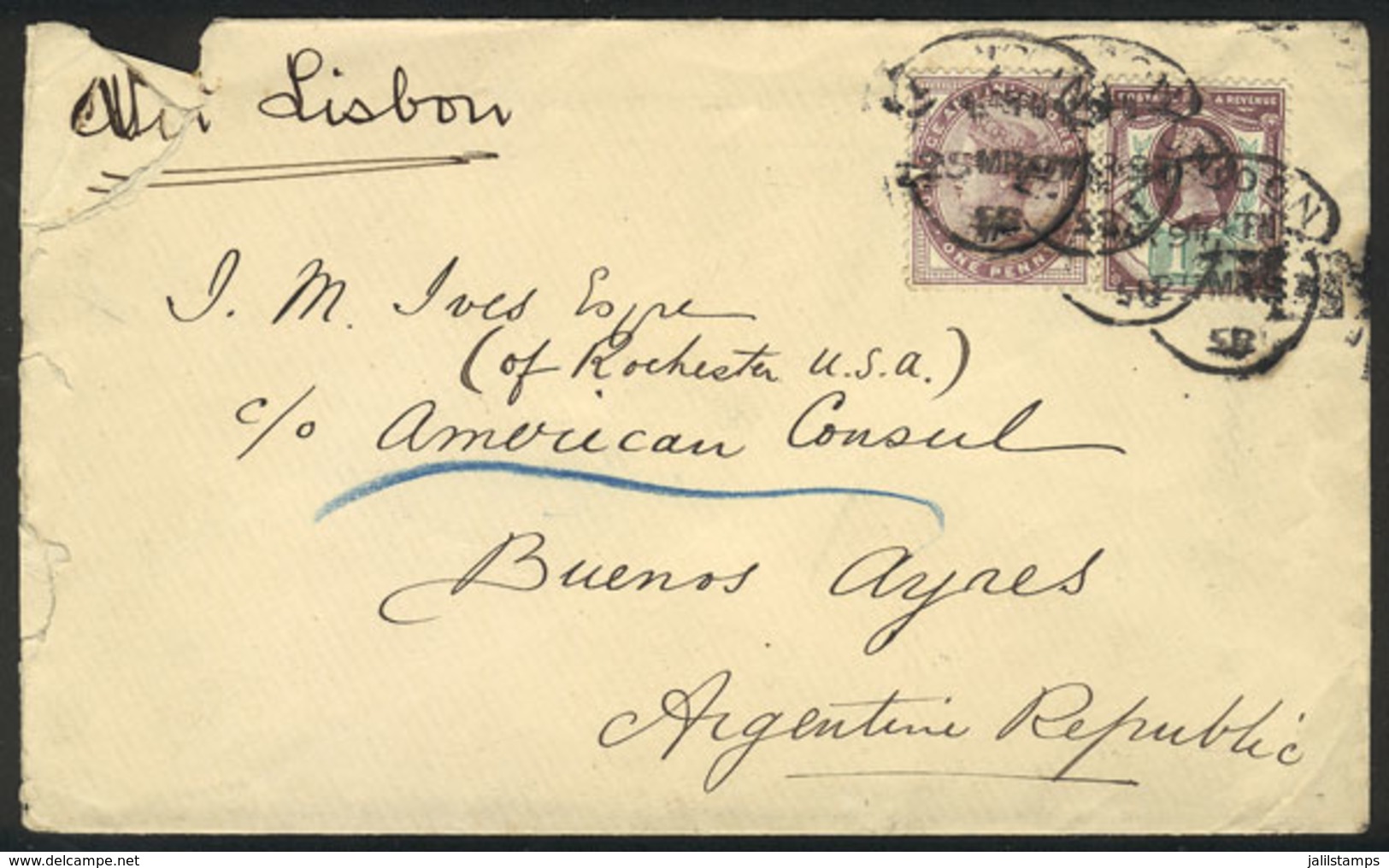 GREAT BRITAIN: Cover Sent From London To Buenos Aires On 25/MAR/1907 Franked With 2½p. - Altri & Non Classificati