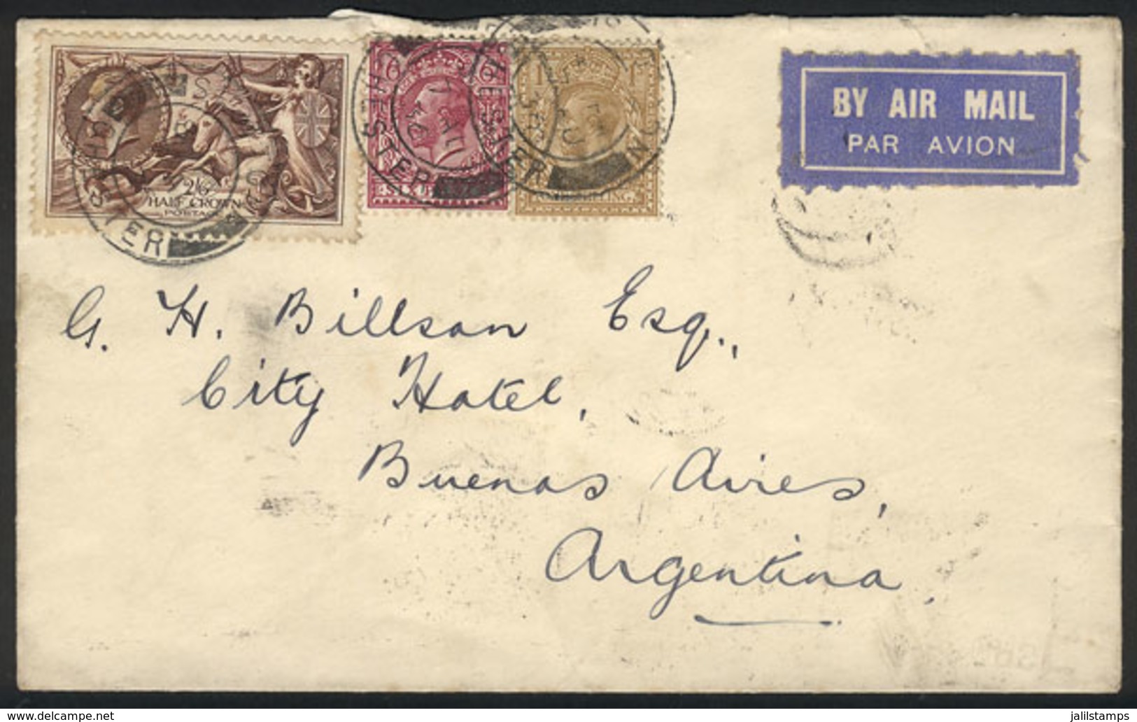 GREAT BRITAIN: Airmail Cover Sent From Shotton To Buenos Aires On 7/AU/1936 By Air France, With Transit Backstamp Of Par - Sonstige & Ohne Zuordnung