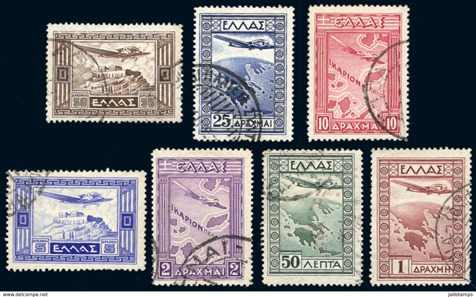 GREECE: Yvert 15/21, 1933 Complete Set Of 7 Used Values, VF Quality, Catalog Value Euros 100. - Usados