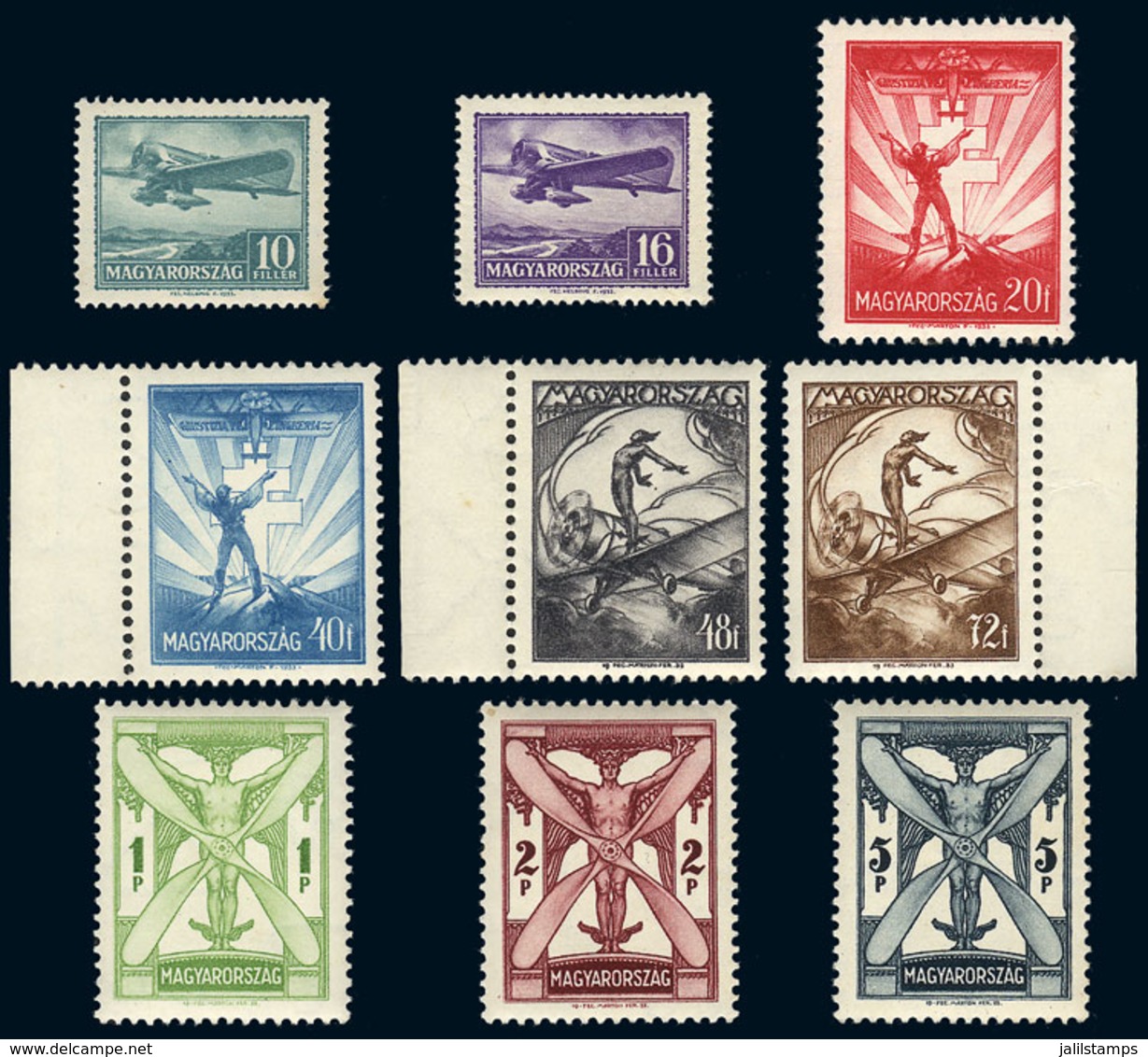 HUNGARY: Yvert 26/34, Complete Set Of 9 Values, MNH, Very Fine Quality (Yv.27 With Defect, A Low Value Of No Importance) - Nuovi