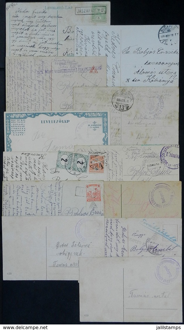 HUNGARY: 12 Postcards Used Between 1914 And 1925, Some With Military Free Franks, Others With Very Nice Postmarks, Etc.  - Altri & Non Classificati