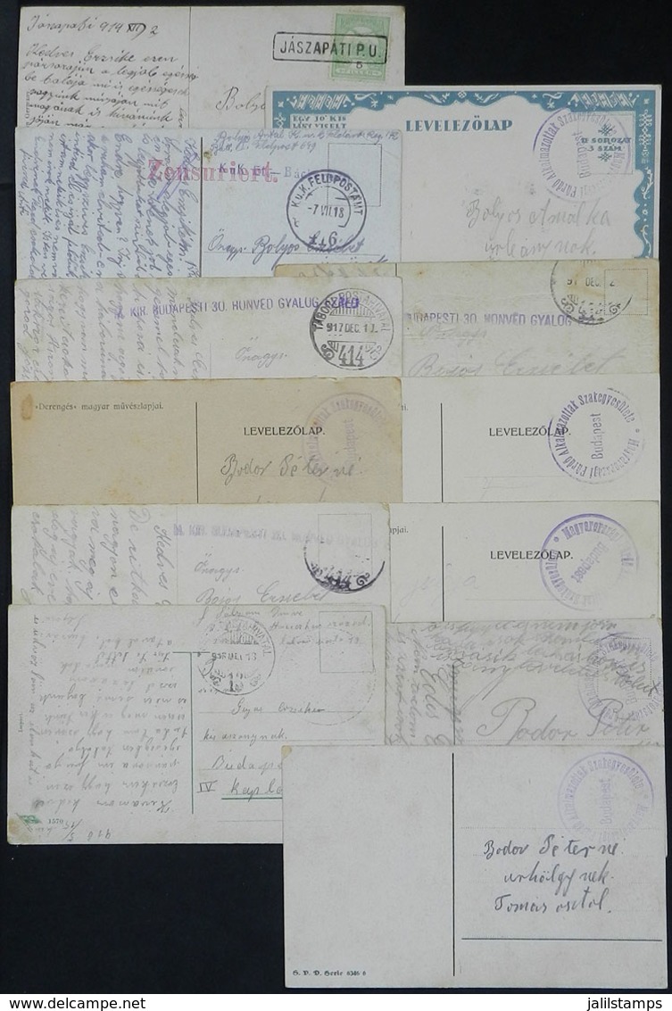 HUNGARY: 12 Postcards Used Between 1914 And 1925, Some With Military Free Franks, Others With Very Nice Postmarks, Etc.  - Altri & Non Classificati