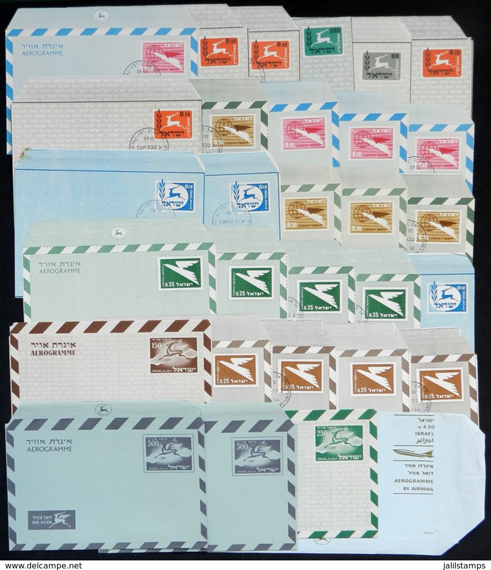 ISRAEL: 30 Unused AEROGRAMS, Varied Models, Some With First Day Postmarks, Little Duplication, VF Quality! - Other & Unclassified