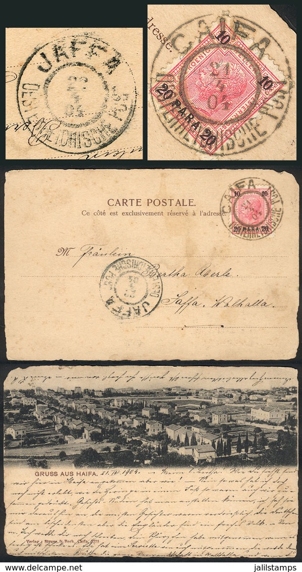 ISRAEL: PC With View Of Haifa Sent To Jaffa On 21/AP/1904, With Postage Of 10h And Cancel Of The CAIFA Austrian Office,  - Otros & Sin Clasificación