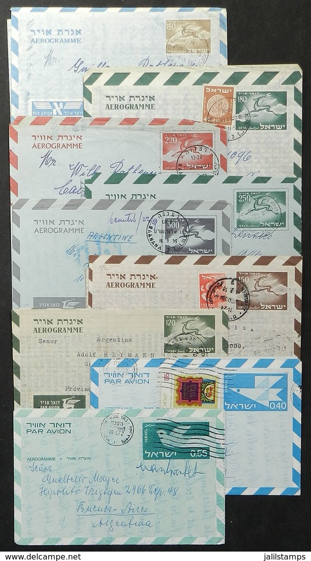 ISRAEL: 24 Aerograms, Most Sent To Argentina Between 1953 And 1975 Approx., Very Interesting Lot To The Especialist! - Sonstige & Ohne Zuordnung