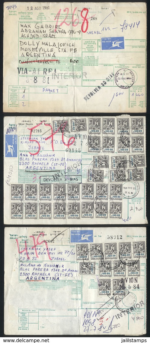 ISRAEL: 3 Despatch Notes Sent To Argentina With Nice Postages, Interesting! - Autres & Non Classés