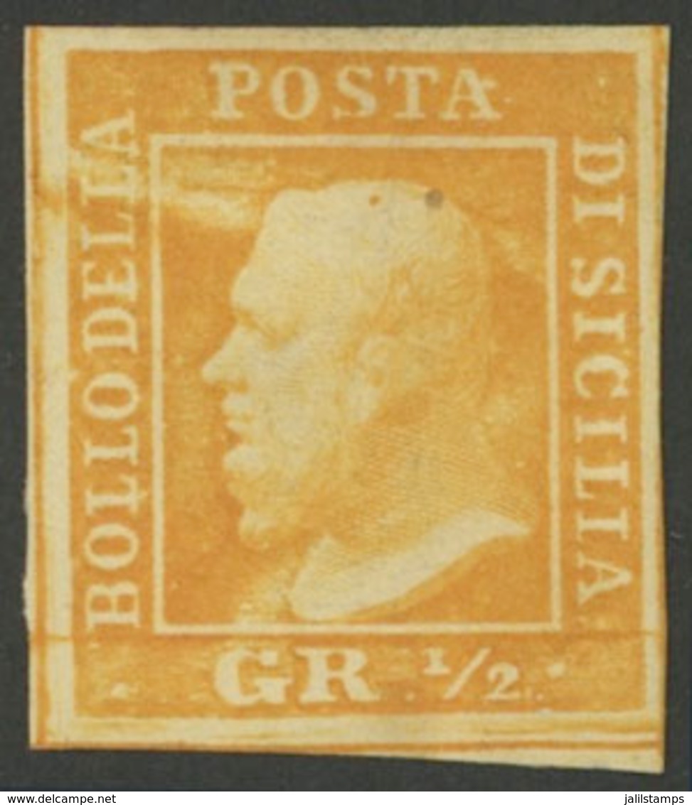 ITALY: Sc.10g, 1859 ½G. Orange (Palermo Printing), Mint, Very Fresh And Attractive! - Sicilia