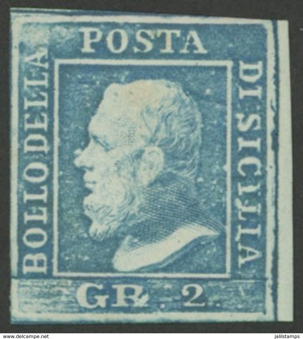 ITALY: Sc.13g, 1859 2Gr. Blue (Palermo Printing), Mint, Very Fresh And Attractive! - Sicilië