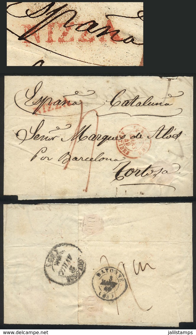 ITALY: Wrapper That Contained Printed Matter Sent From NIZZA To Tortosa (Spain) In Late MAR/1849, With The Very Nice Red - Non Classificati