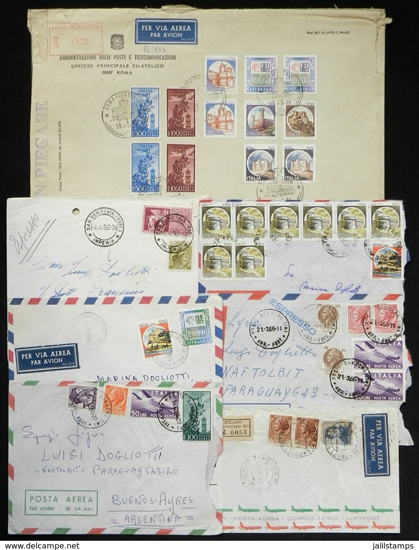 ITALY: 22 Modern Covers Sent To Argentina With SPECTACULAR FRANKINGS, Many Registered Or Express Covers, High Value, Fin - Non Classificati