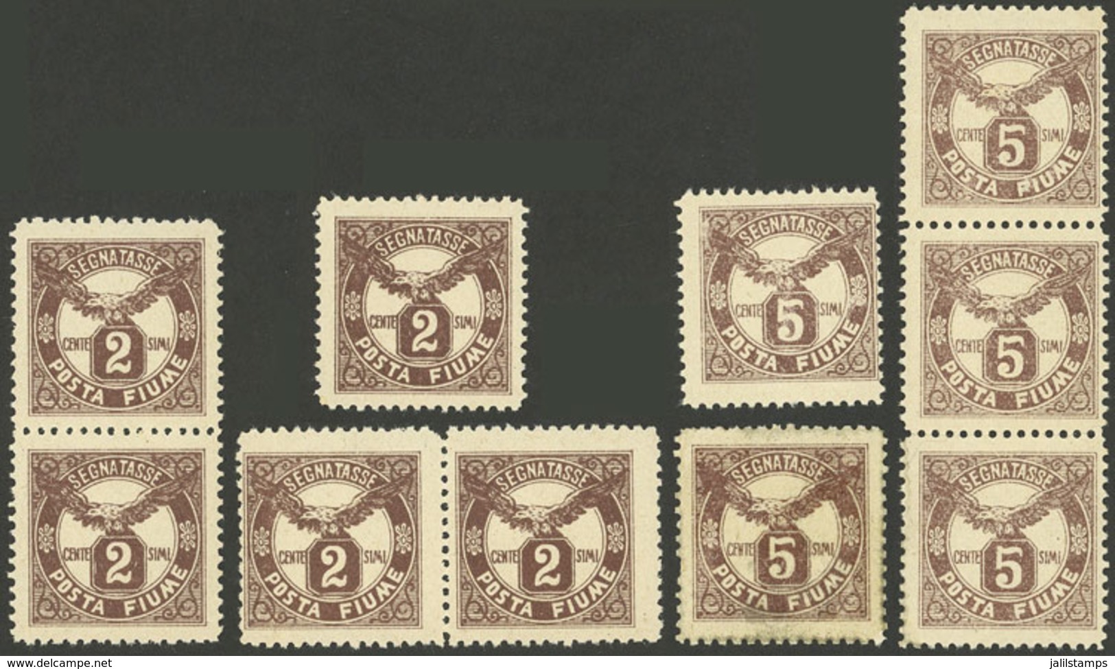 ITALY - FIUME: Sc.J13/J14, 1919 Cmpl. Set Of 2 MNH Values, 5 Sets Of Very Fine Quality! - Fiume & Kupa