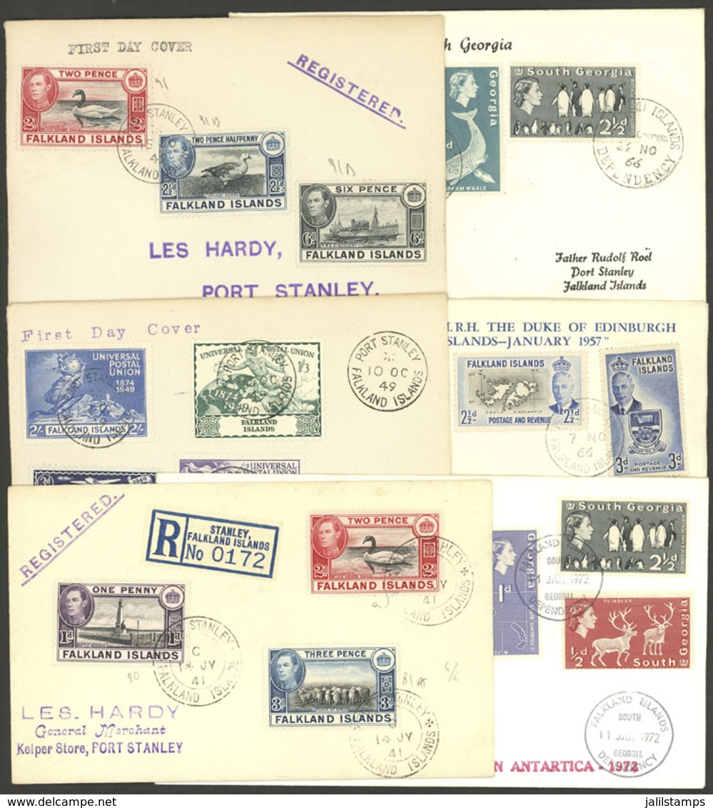 FALKLAND ISLANDS/MALVINAS: 6 Covers Of Years 1941 To 1972, VF Quality! - Islas Malvinas