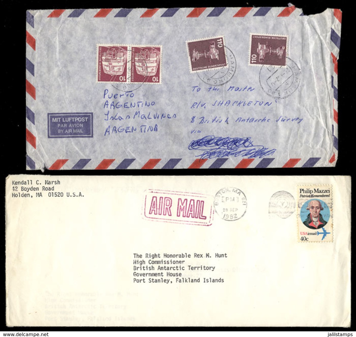 FALKLAND ISLANDS/MALVINAS: 8 Covers Sent From Different Countries To The Falkland Islands, Dispatched Soon After The End - Falklandinseln