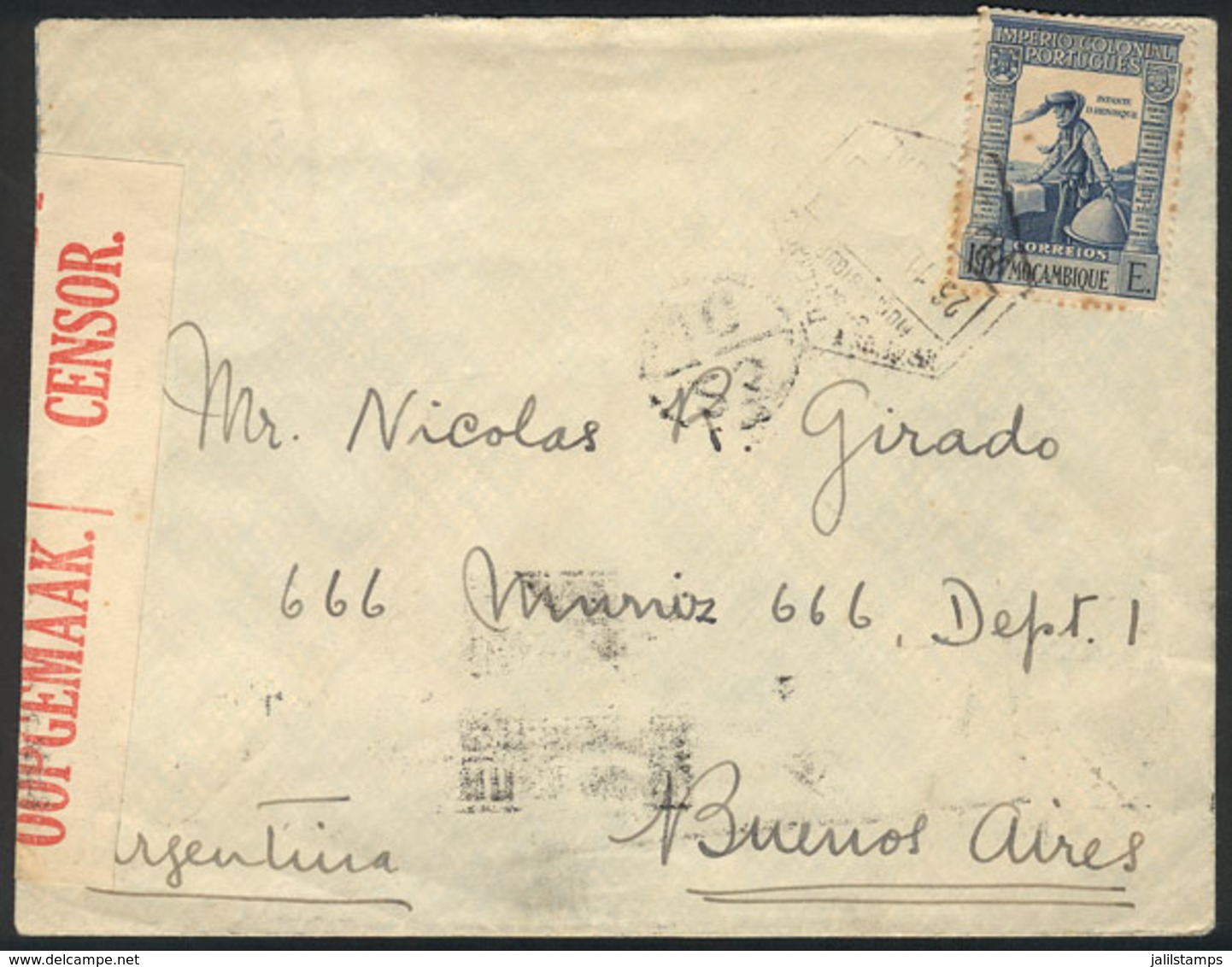 MOZAMBIQUE: Cover Sent From VILA CABRAL To Argentina On 21/NO/1940 Franked With 1.75E., Rare Destination! - Mozambico