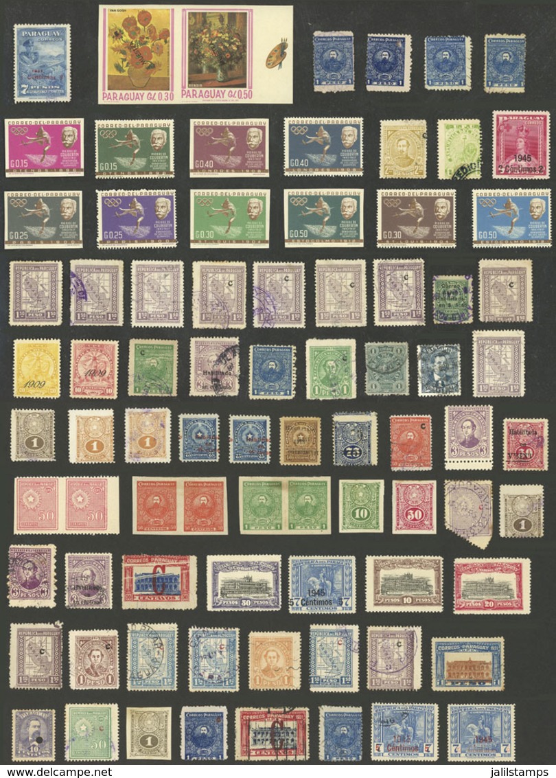 PARAGUAY: VARIETIES: Large Lot Of Stamps, Almost All With Varieties, For Example: Offset Impressions On Back, Misperfed, - Paraguay