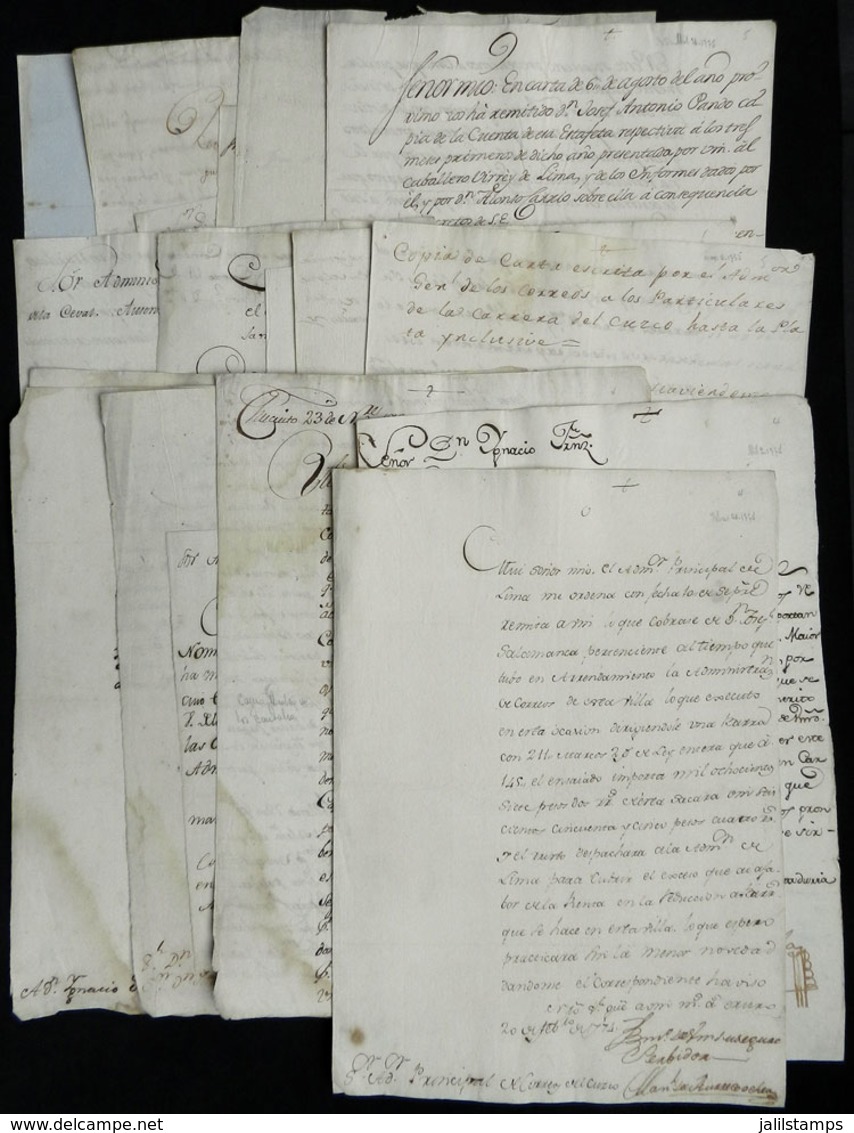 PERU: OLD DOCUMENTS: Approximately 20 Documents Related To The Post, Dated Between 1774 And 1780, Excellent Quality, Ver - Perú