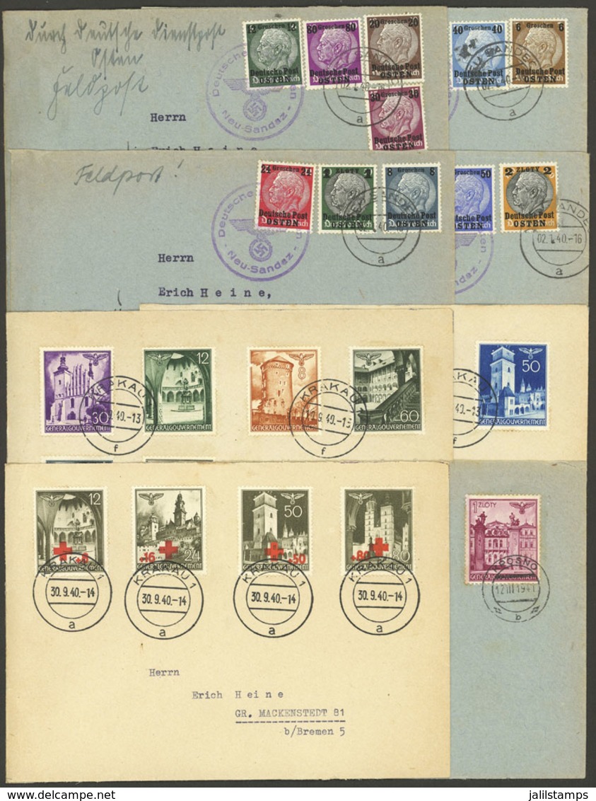 POLAND: GERMAN OCCUPATION: 8 Covers Sent To Bremen In 1940/1, Almost All Registered, Handsome Postages. With Light Defec - Otros & Sin Clasificación